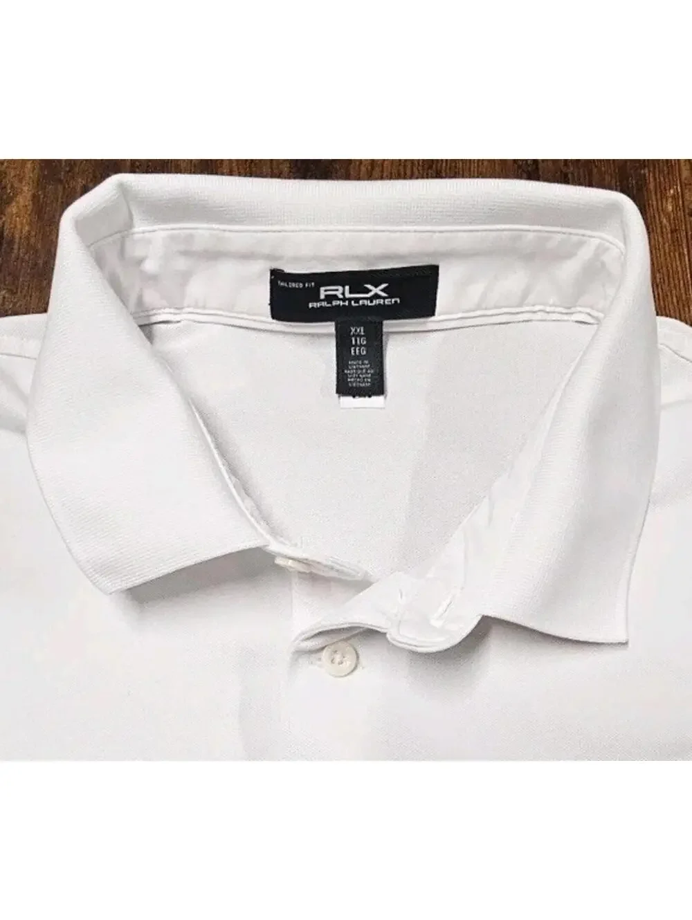 RLX Polo Ralph Lauren Tailored Fit White Golf Polo Bear Short Sleeve 2XL Ex Cond